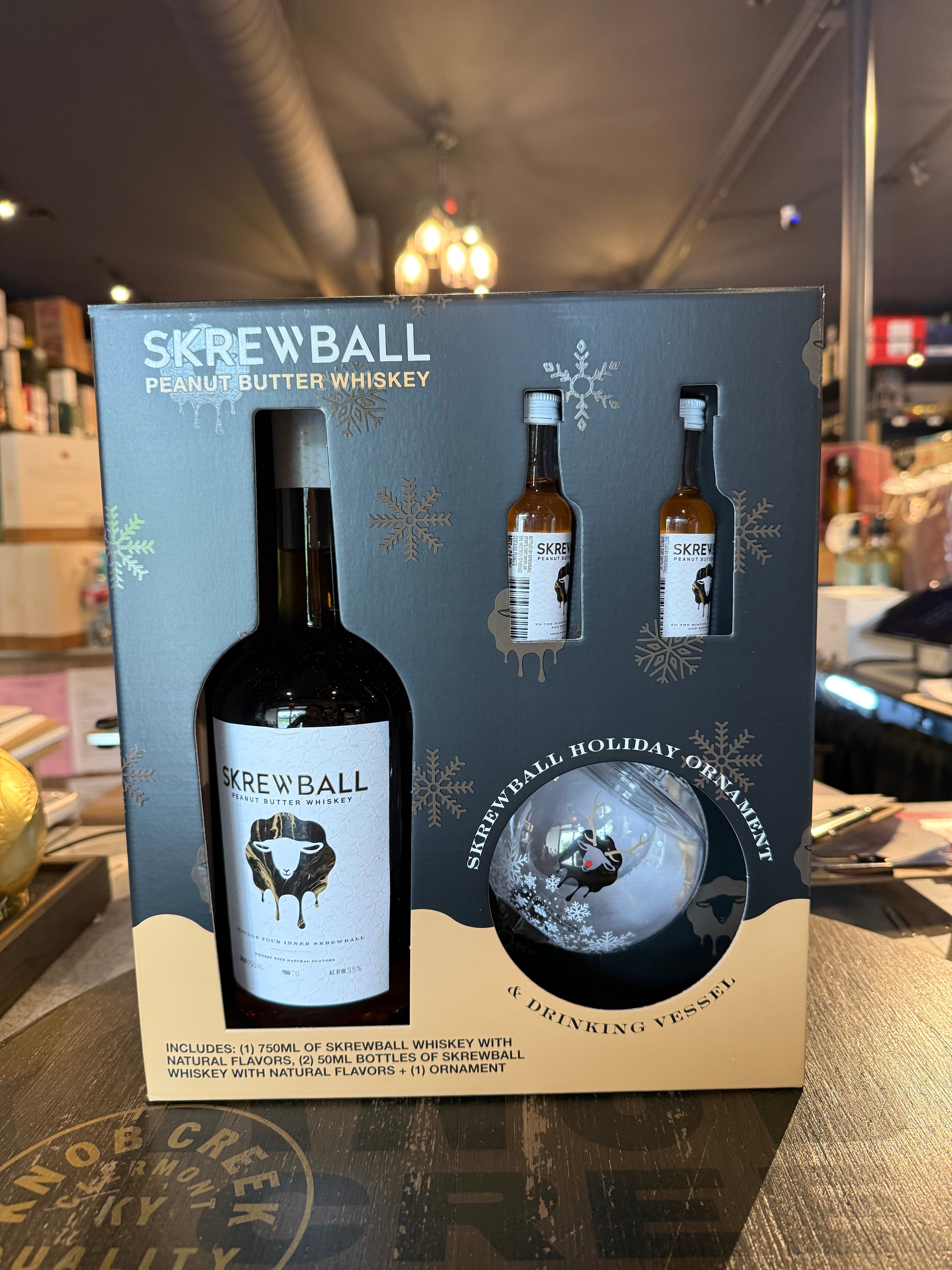 Skrewball Peanut Butter Whiskey 750ml with 50ml (mini -2bottles)Onaments (Gift Pack)