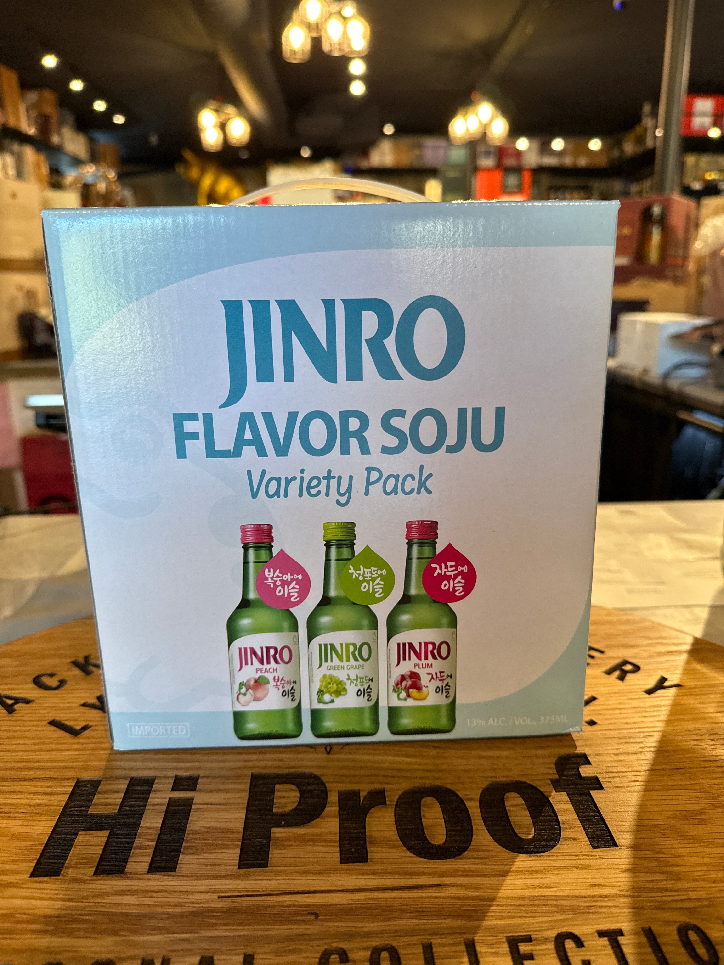 JINRO SOJU VARIETY GREEN GRAPE/PLUM/PEACH PACK OF 6 Bottles 375ml 진로 소주 버라이어티 팩