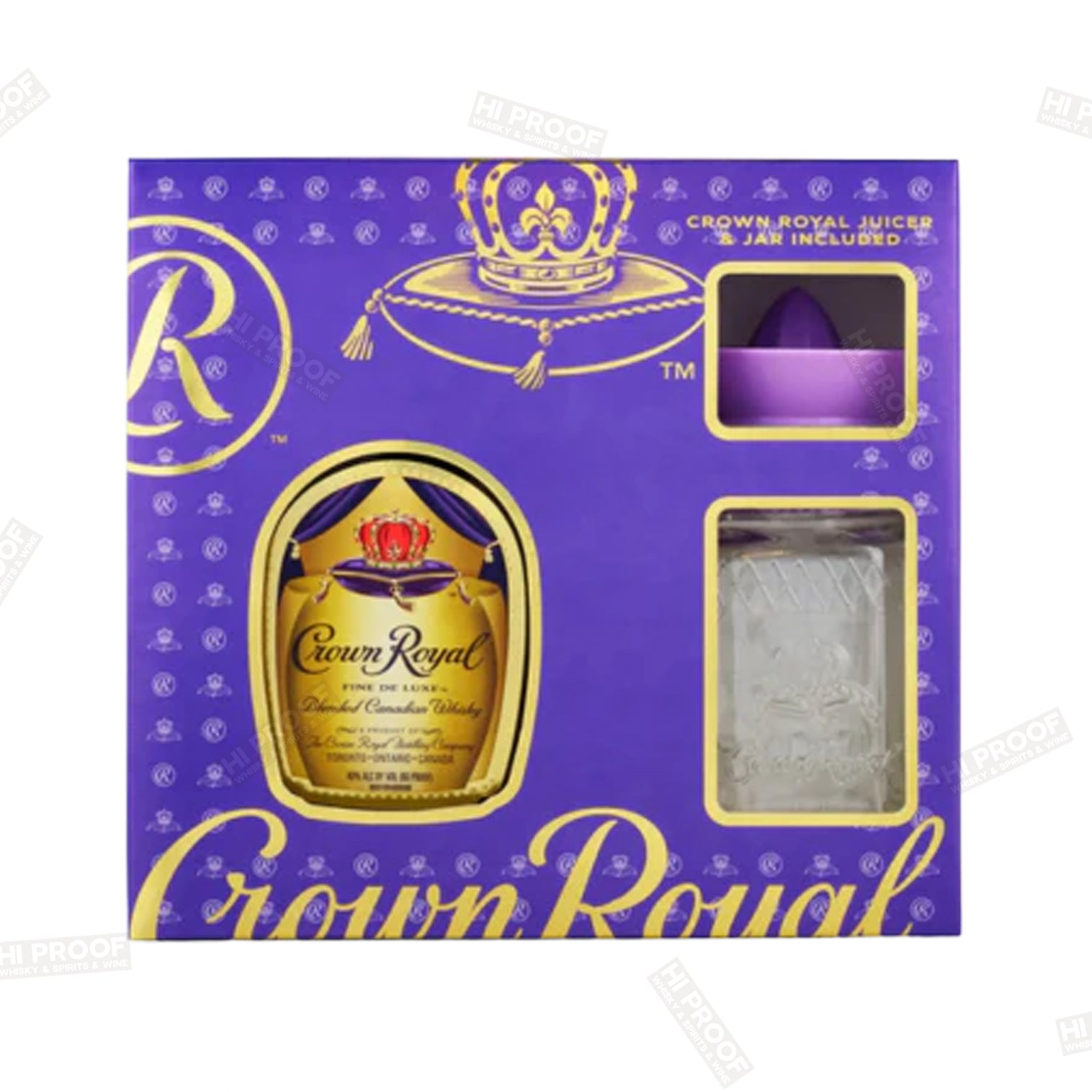 CROWN ROYAL WHISKY GIFT PACK W/ JUICER AND JAR CANADIAN 750ML
