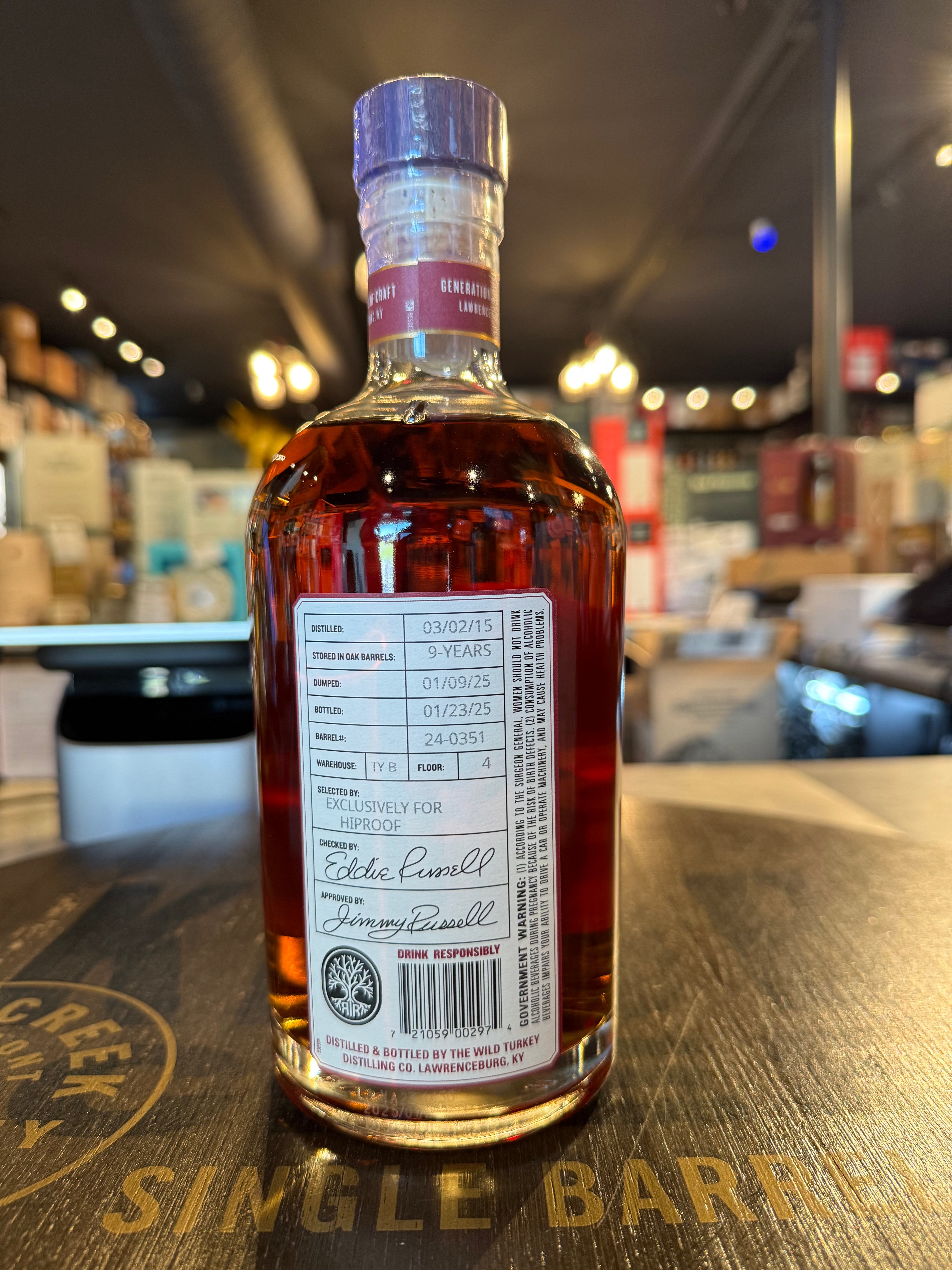 Russell’s Reserve Hi Proof store Pick Single Barrel  (TY-B) 9 YEARS
